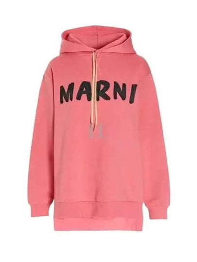 Logo Print Cotton Hooded Top Pink - MARNI - BALAAN 2