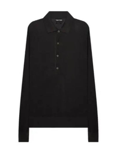 Silk Cotton Polo Shirt Black - TOM FORD - BALAAN 2