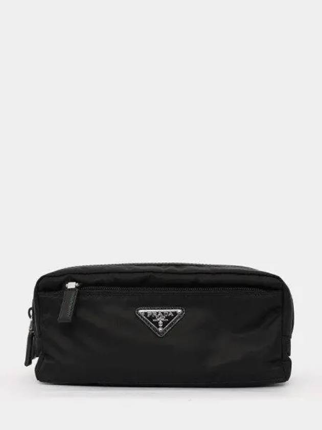 Triangle Logo Nylon Pouch Bag Black - PRADA - BALAAN 2