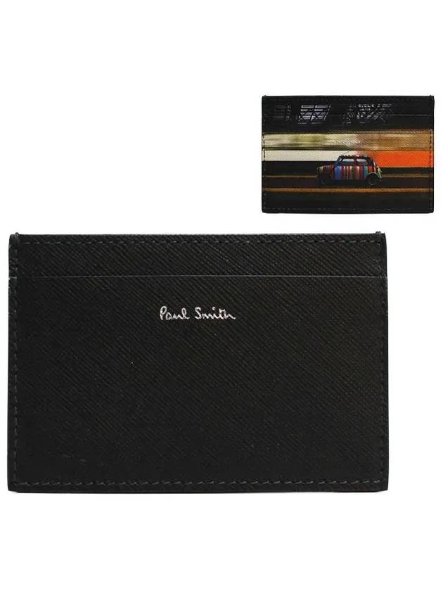 Commuter Mini Print Card Wallet Black - PAUL SMITH - BALAAN 2