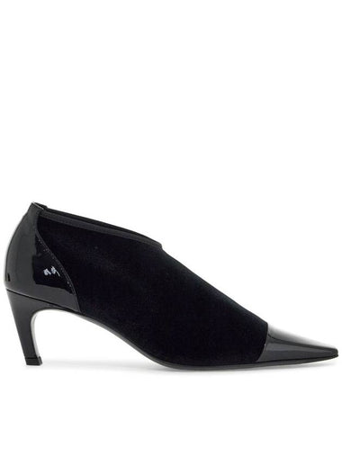 black recycled patent leather pumps with medium heel and pointed toe - TOTEME - BALAAN 1