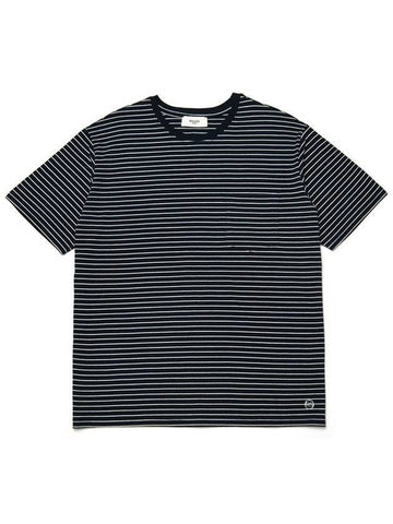 Striped pocket loose short sleeve t shirt navy - ROLLING STUDIOS - BALAAN 1