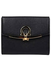 Gancini Leather Half Wallet Black - SALVATORE FERRAGAMO - BALAAN 2