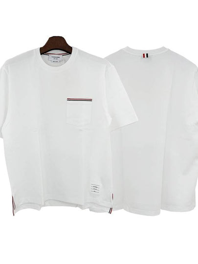 Cotton Oversized Pocket Short Sleeve T-Shirt White - THOM BROWNE - BALAAN 2