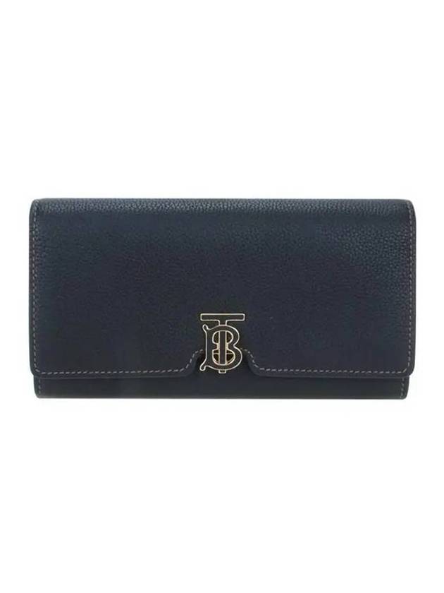 TB Logo Grainy Leather Continental Long Wallet Black - BURBERRY - BALAAN 1