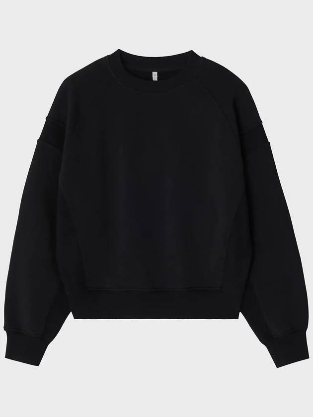 Paneled Cropped Sweatshirt Black - NOIRER FOR WOMEN - BALAAN 3