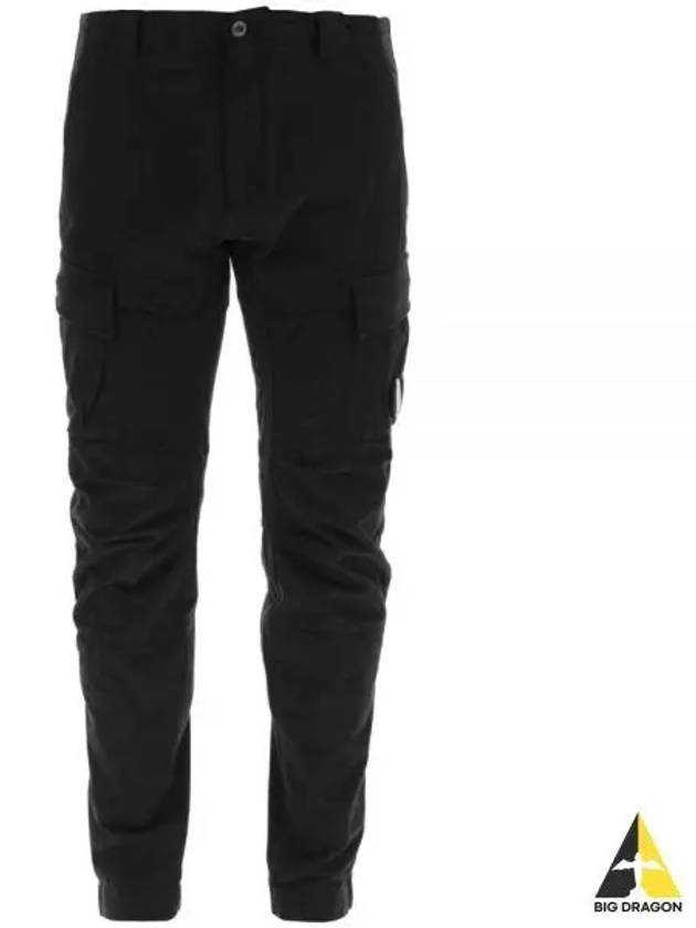 Lens Patch Stretch Satin Cargo Straight Pants Black - CP COMPANY - BALAAN 2