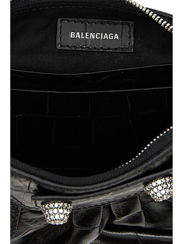 Le Cagol Mini Silver Chain Crocodile Shoulder Bag Black - BALENCIAGA - BALAAN 5