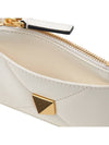 One Stud Leather Zipper Coin Purse White - VALENTINO - BALAAN 10