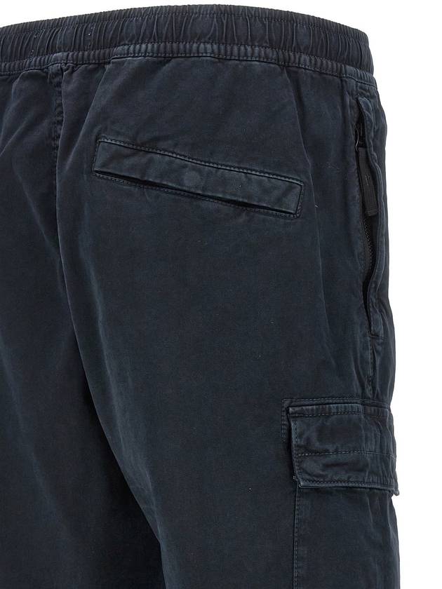 Stretch Cotton Cargo Straight Pants Navy - STONE ISLAND - BALAAN 4