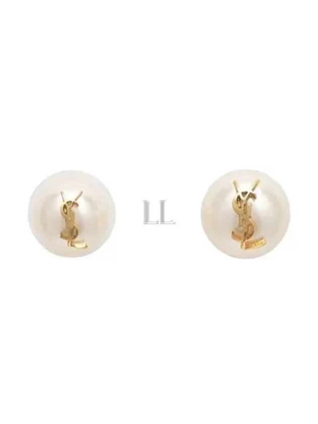 Cassandre Pearl Earrings in Metal Gold And Cream - SAINT LAURENT - BALAAN 2