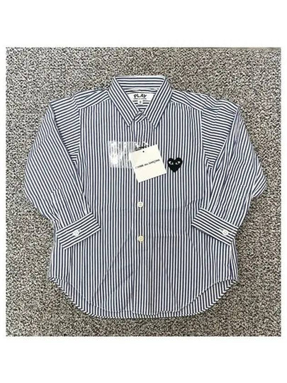 Kids Heart Wappen Stripe Long Sleeve Shirt White Blue - COMME DES GARCONS - BALAAN 2