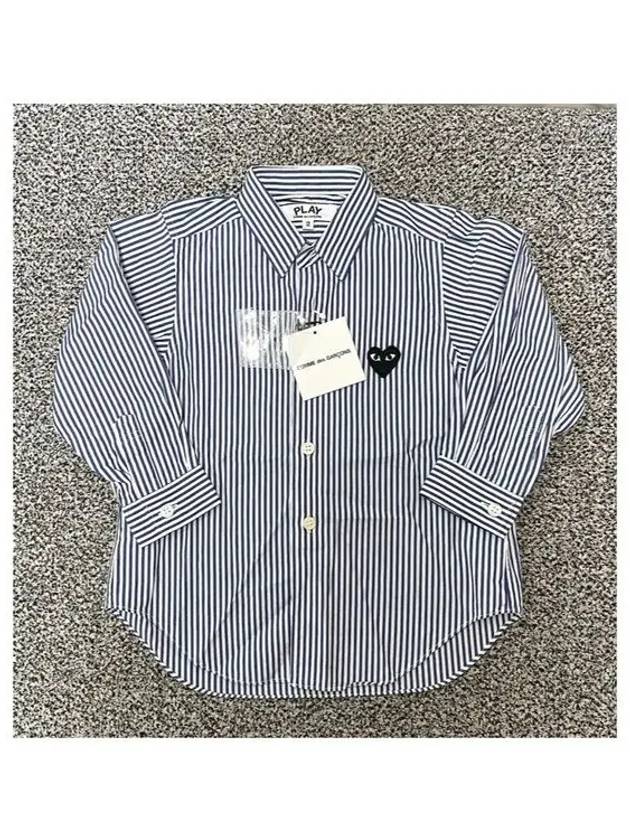 Comme des Garcons Kids White Blue Long Sleeve Striped Shirt AZ B517 100 1 - COMME DES GARCONS - BALAAN 2