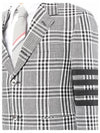 Gingham Prince of Wales Linen Single Vent Sport Jacket Black - THOM BROWNE - BALAAN 6