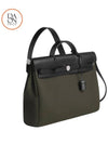 39 Military Canvas Tote Bag Green Noir - HERMES - BALAAN 3