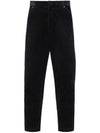 Pinwale Corduroy Carrot Fit Straight Pants Black - PRADA - BALAAN 3