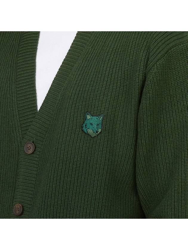 Bold Fox Head Patch Comfort Ribbed Cardigan Green - MAISON KITSUNE - BALAAN 7