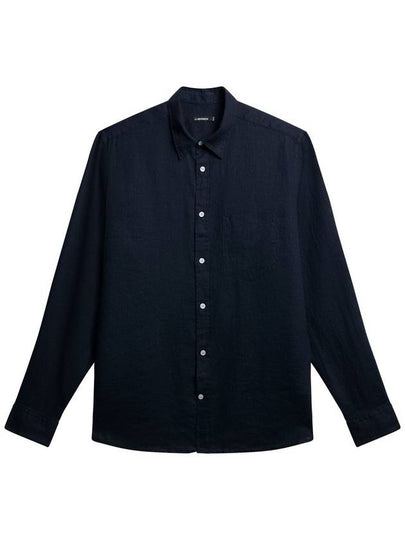 Regular Clean Linen Long Sleeve Shirt Navy - J.LINDEBERG - BALAAN 2