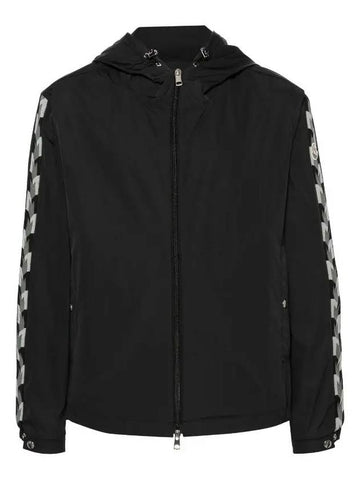 MOYSE logo patch taping hooded zipup jacket black men's jacket 1A00047 54A91 999 - MONCLER - BALAAN 1