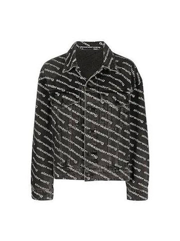 Denim Jacket Women s Logo Printing Black - ALEXANDER WANG - BALAAN 1