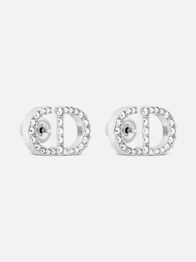 Petit CD Stud Crystal Earrings Silver - DIOR - BALAAN 4