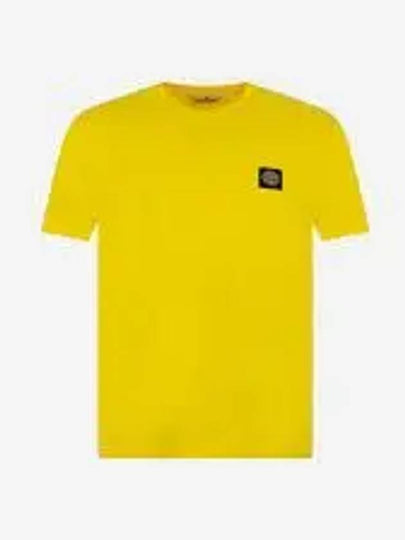 Logo Patch Cotton Short Sleeve T-Shirt Yellow - STONE ISLAND - BALAAN 2