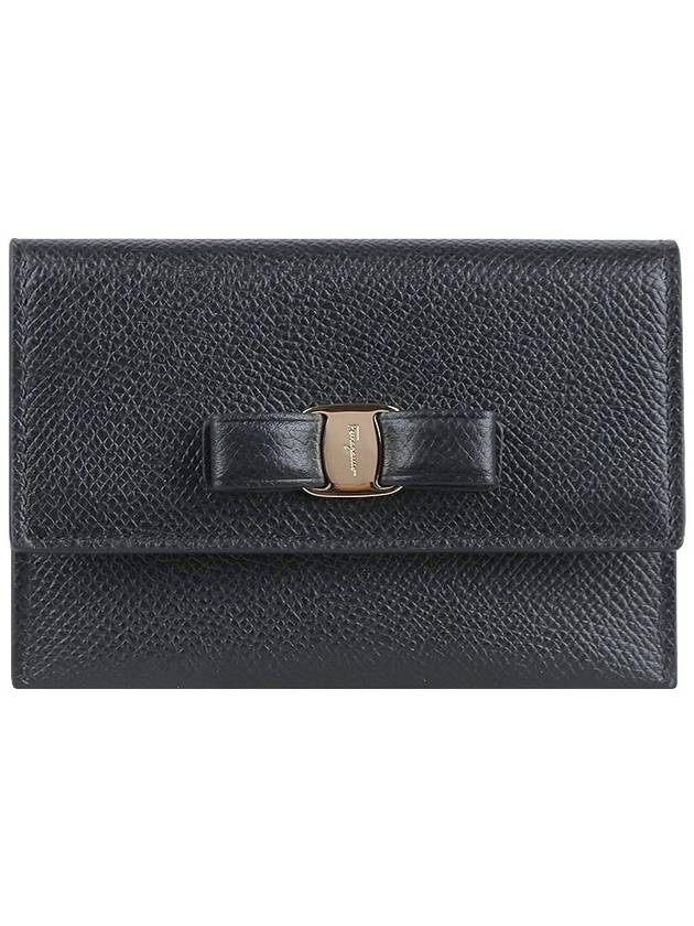 Vara Bow Card Walletr Black - SALVATORE FERRAGAMO - BALAAN 2