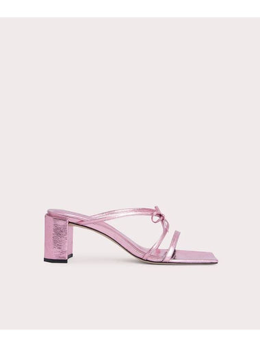 June Leather Sandals Heel Metallic Pink - BY FAR - BALAAN 1