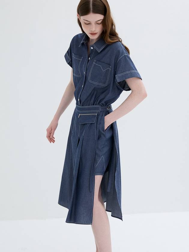 Back cutting mini dress & wrap pleated skirtNavy - REAL ME ANOTHER ME - BALAAN 2