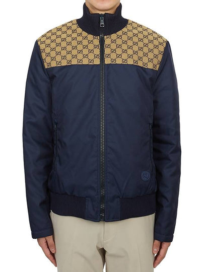 Interlocking G Nylon Canvas Zip Up Jacket Navy - GUCCI - BALAAN 2