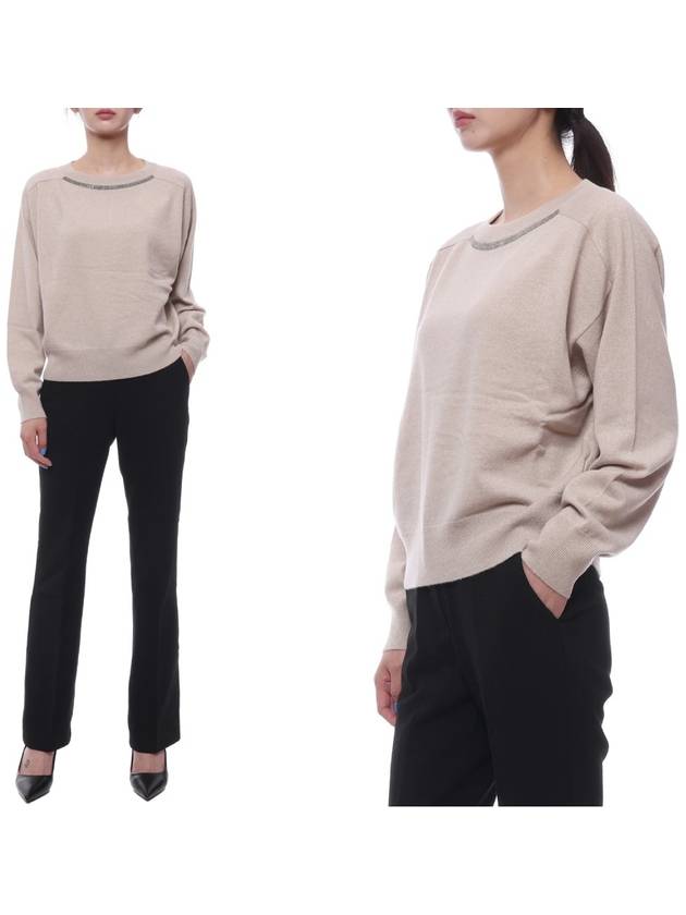 Monilli Cashmere Knit Top Beige - BRUNELLO CUCINELLI - BALAAN 3