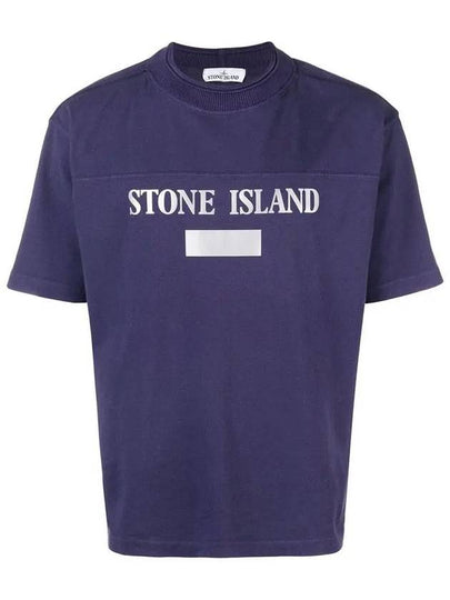 Men's 11th Anniversary Logo Print Short Sleeve T-Shirt Purple - STONE ISLAND - BALAAN 2