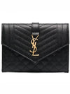 Matelasse Monogram Envelope Small Half Wallet Black - SAINT LAURENT - BALAAN 2