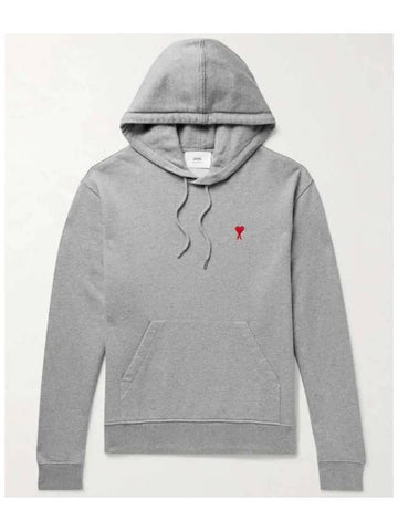 Paris Heart Logo Ambroidered Cotton Jersey Hood Gray - AMI - BALAAN 1