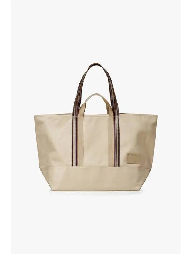 Striped handle canvas tote bag beige - PAUL SMITH - BALAAN 1