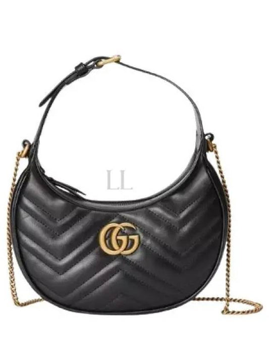 GG Marmont Half Moon Mini Bag Black - GUCCI - BALAAN 2