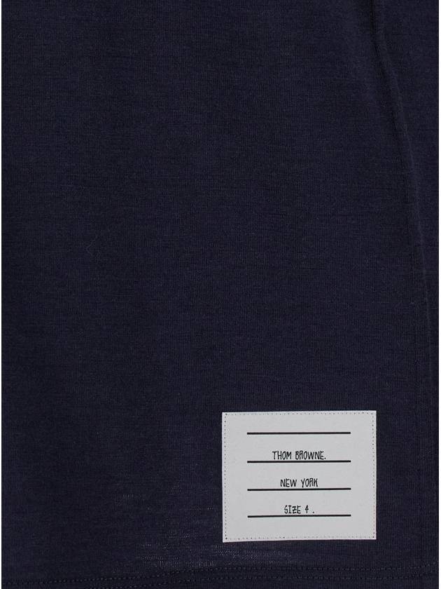 Blue T-Shirt With Logo Patch In Stretch Wool Man - THOM BROWNE - BALAAN 3