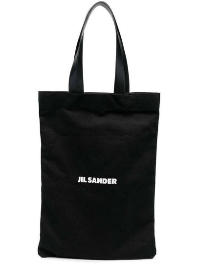 Logo Print Large Cotton Tote Bag Black - JIL SANDER - BALAAN 2