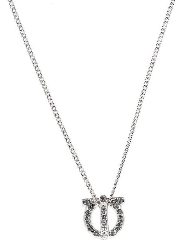 Gancini 3D Crystal Necklace Silver - SALVATORE FERRAGAMO - BALAAN 4