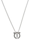 Gancini 3D Crystal Necklace Silver - SALVATORE FERRAGAMO - BALAAN 4