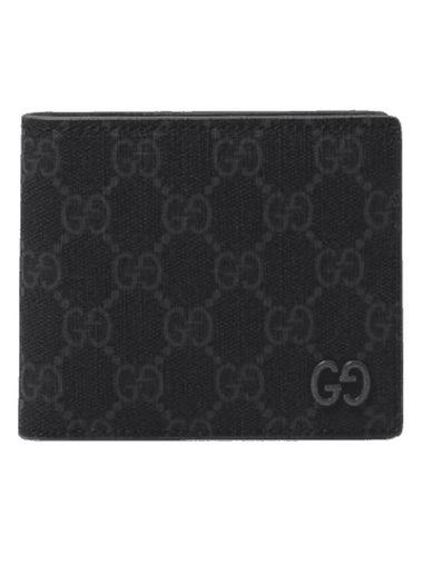 Logo GG Supreme Canvas Half Wallet Black Grey - GUCCI - BALAAN 1