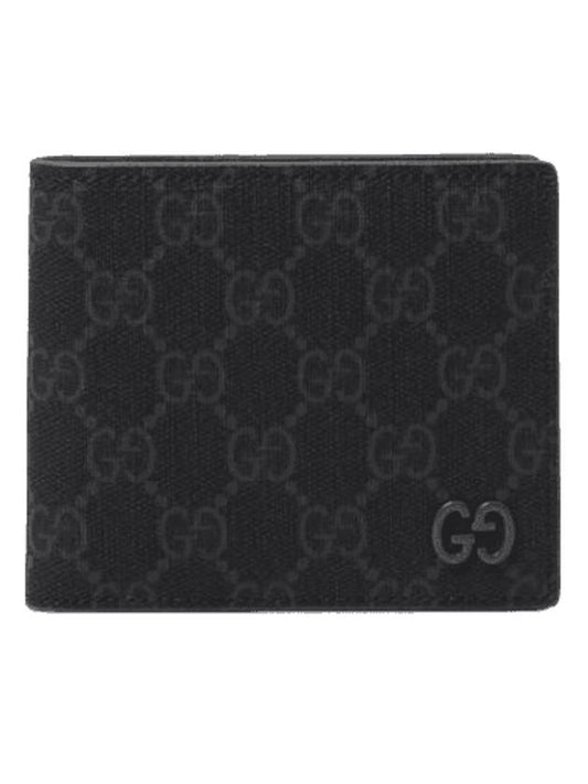 GG Supreme Grey Interior Bifold Half Wallet Black - GUCCI - BALAAN 1