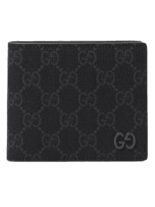 Logo GG Supreme Canvas Half Wallet Black Grey - GUCCI - BALAAN 1