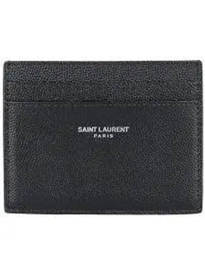 Embossed Leather Card Wallet Black - SAINT LAURENT - BALAAN 2