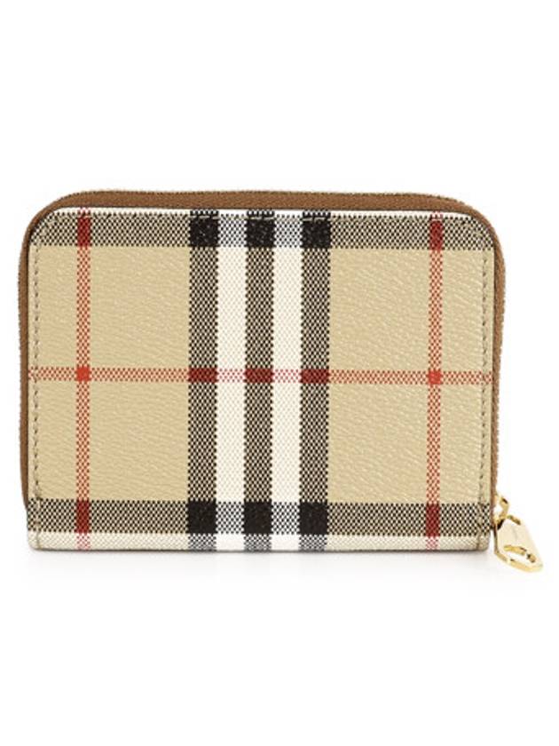 Check Leather Coin Wallet Beige - BURBERRY - BALAAN 5