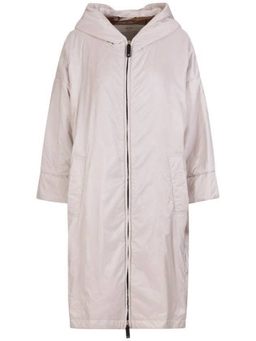 Women's GreenT Technical Canvas Zipper Hooded Jacket White - MAX MARA - BALAAN.