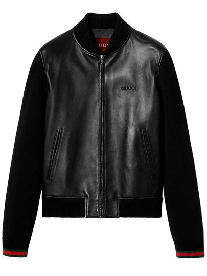 Knit leather jacket black - GUCCI - BALAAN 2