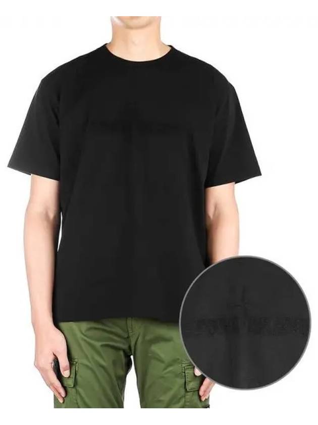 Men's Logo Short Sleeve T-Shirt Black - STONE ISLAND - BALAAN 2