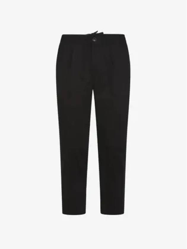 Men's Elastic Cotton Crop Straight Pants Black - AMI - BALAAN 3