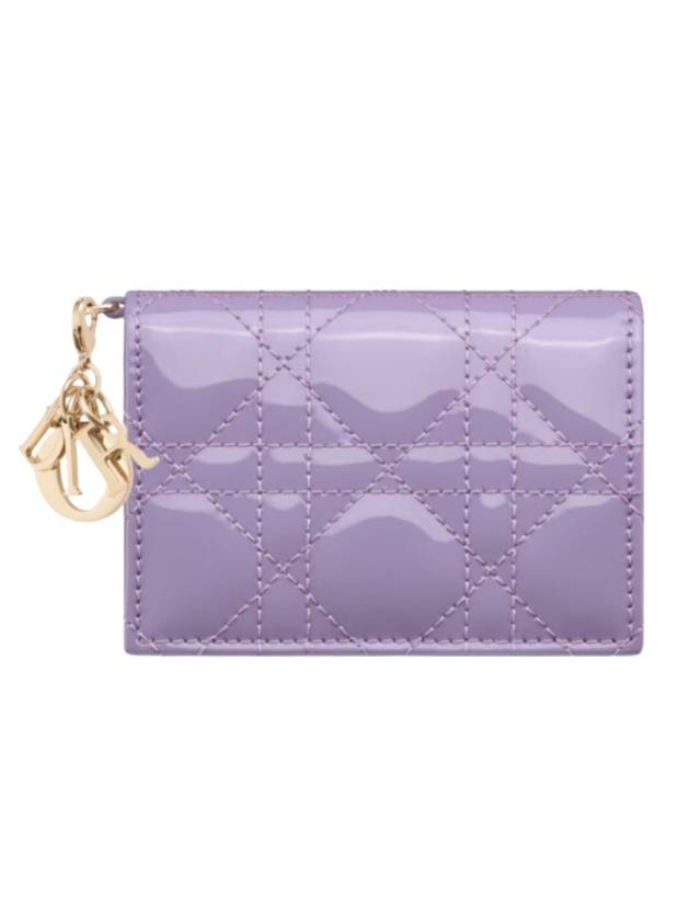 Lady Cannage Patent Calfskin Flap Card Wallet Lilac - DIOR - BALAAN 1